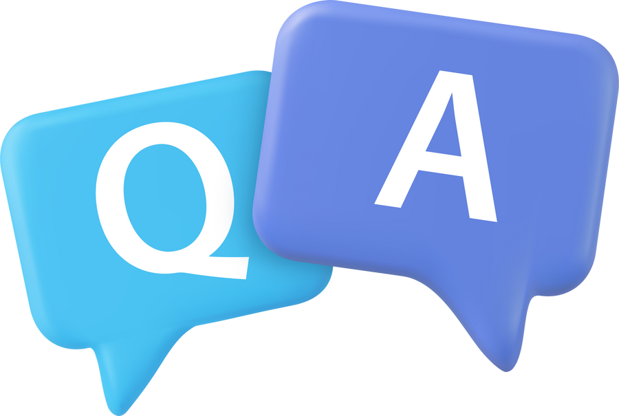 3d Speech bubble with q and a letters,